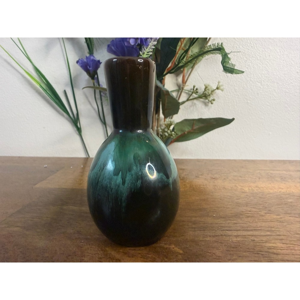Blue Mountain Pottery Mini Bud Vase Green Drip Glaze BMP Canada Retro Decor